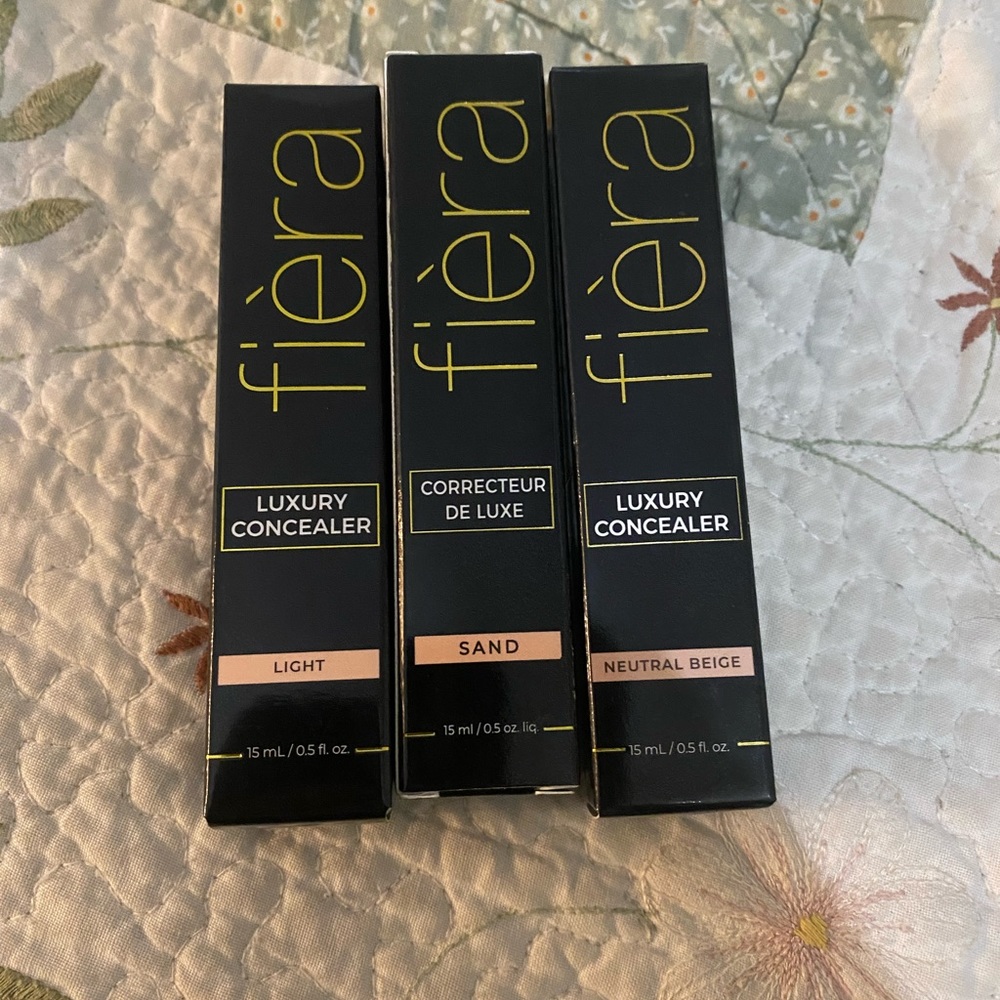 Fiera Luxury Concealer-3 tubes-all new! 15ml 0.5 fl oz each - Sand, Beige, Light